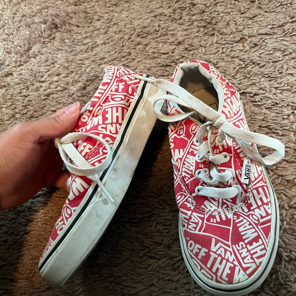 Vans Bold Red and White Patterned Sneakers
Size 12 youth